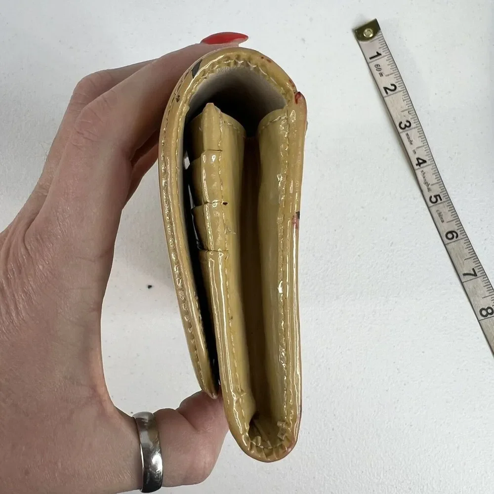 Coach Kristin Envelope Yellow Patent Leather‎ Flap Wallet Clutch ID Checkbook